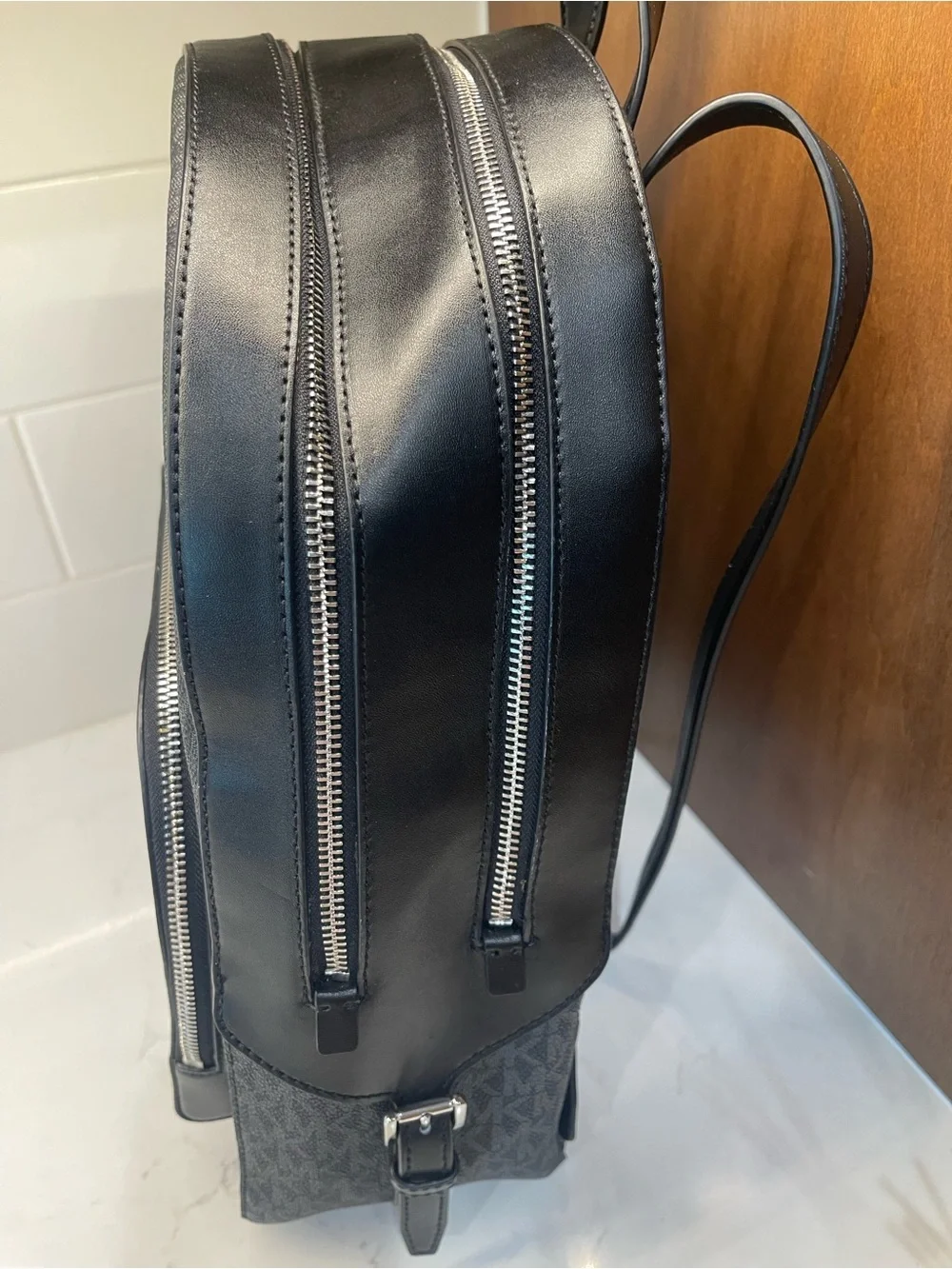 Michael Kors Black MK Logo Dome Backpack